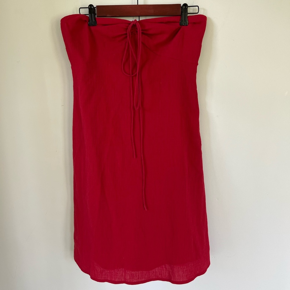 LOFT red strapless summer dress 4